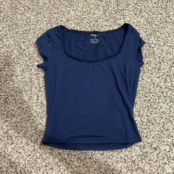 SHEIN Dark Blue Short Sleeve Top - Picture 1 of 3